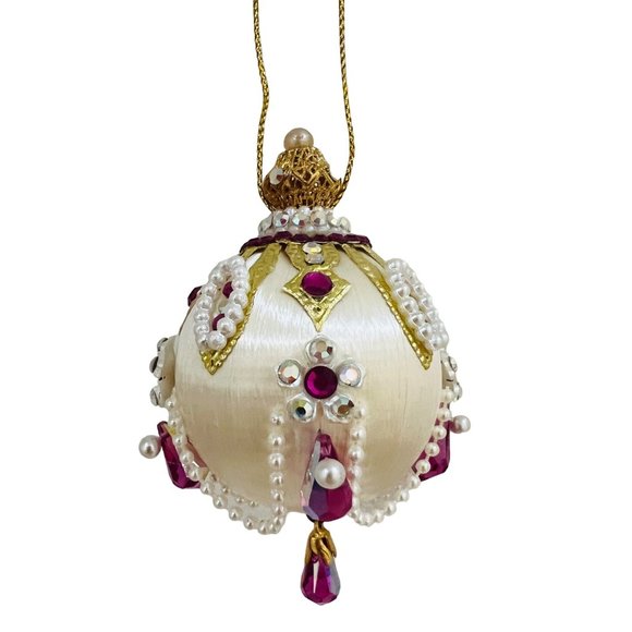 Vintage June Zimonick Crystal Bejeweled Hollywood Regency Christmas Ornament